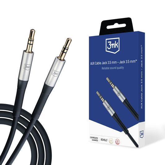 Cabo Áudio 3.5mm - 3.5mm 3MK, 1m, Preto