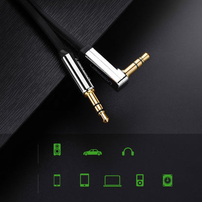 Cabo de Áudio 3.5mm - 3.5mm UGREEN AV119 Angled, 3m, Preto