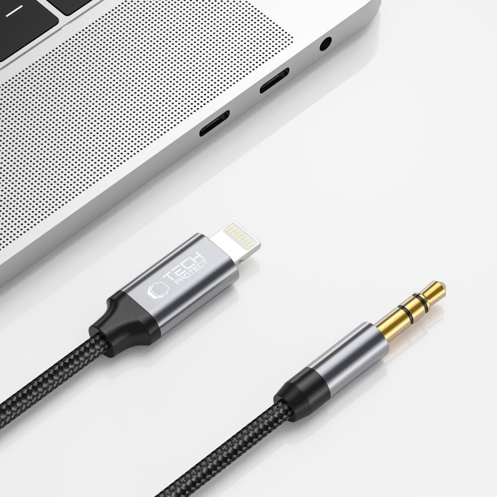 Lightning Audio Cable - 3.5mm Tech-Protect Ultraboost, 1m, Black