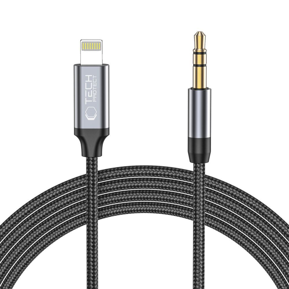 Lightning Audio Cable - 3.5mm Tech-Protect Ultraboost, 1m, Black