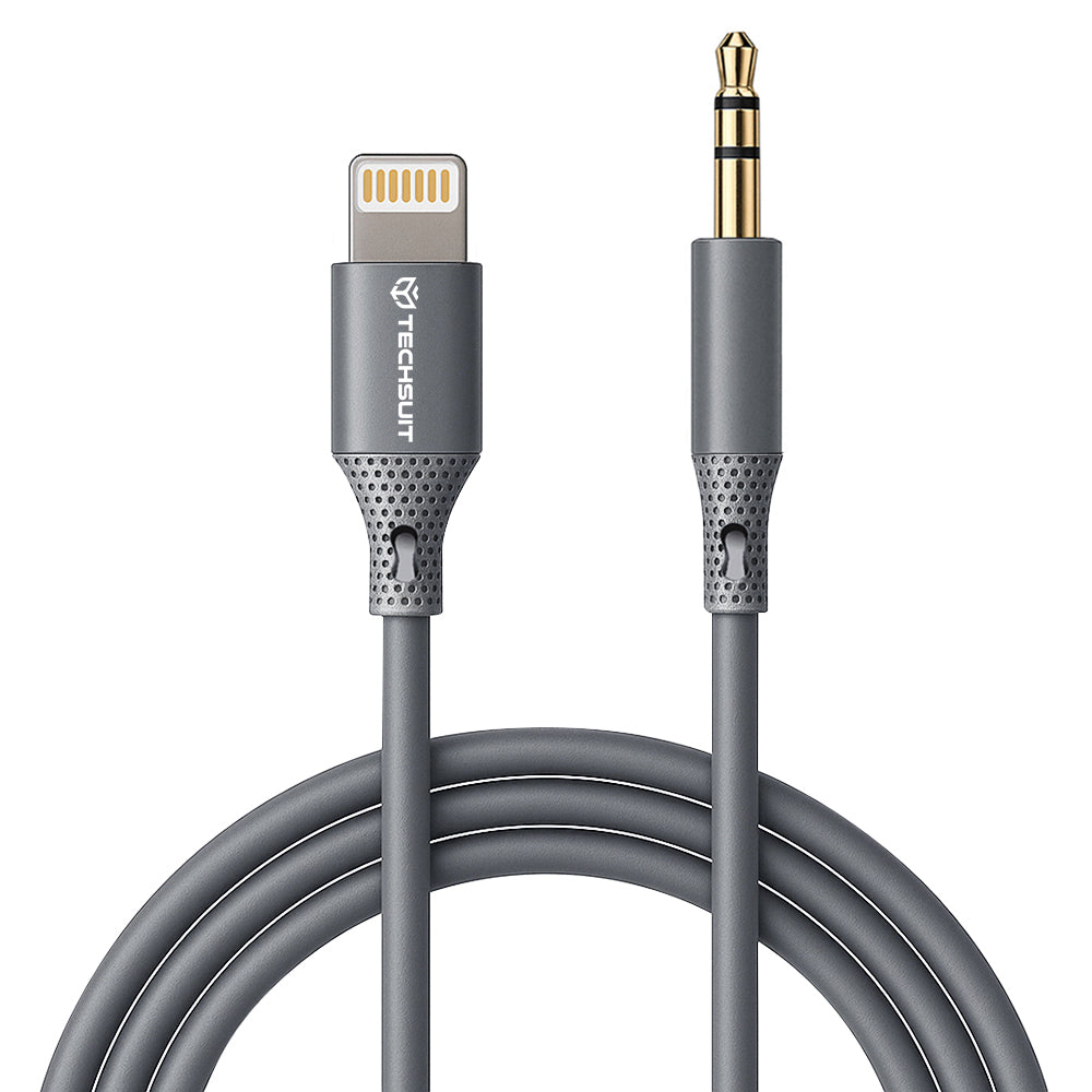 Cabo Áudio Lightning - 3.5mm Techsuit AC5 SoundFlex, 1m, Cinzento