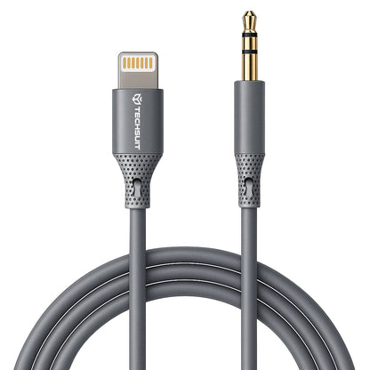 Cabo Áudio Lightning - 3.5mm Techsuit AC5 SoundFlex, 1m, Cinzento