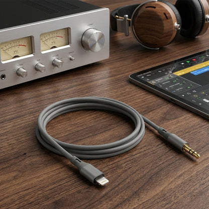 Cabo Áudio Lightning - 3.5mm Techsuit AC5 SoundFlex, 1m, Cinzento