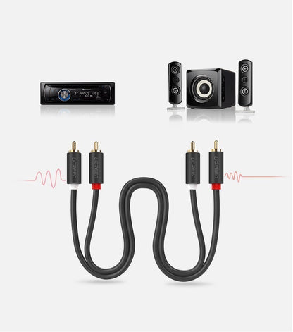 Cabo Áudio UGREEN AV104, 2 x RCA - 2 x RCA, 2m, Preto