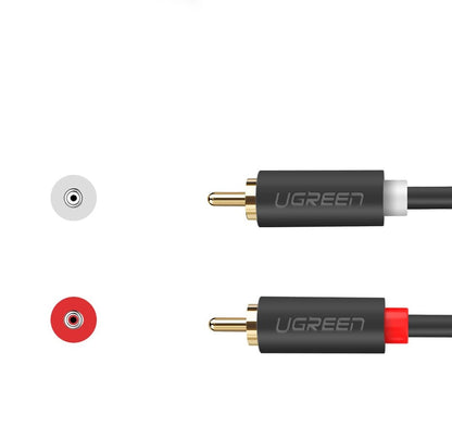 Cabo Áudio UGREEN AV104, 2 x RCA - 2 x RCA, 2m, Preto
