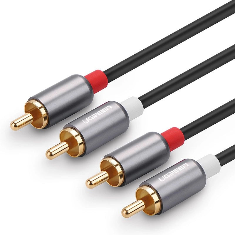 Cabo Áudio UGREEN AV104, 2 x RCA - 2 x RCA, 2m, Preto