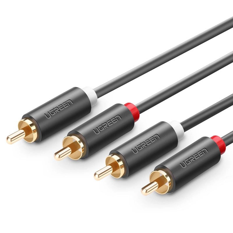 Cabo Áudio UGREEN AV104, 2 x RCA - 2 x RCA, 2m, Preto