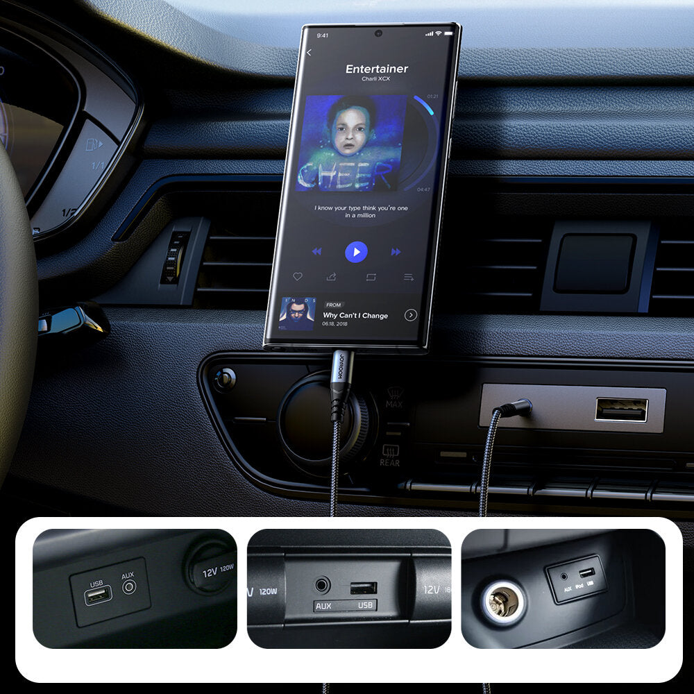 Cabo de Áudio USB-C - 3.5mm Joyroom SY-A07, 1.2m, Preto