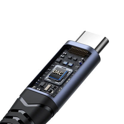 Cabo de Áudio USB-C - 3.5mm / USB-C Joyroom SY-C02, 0.14m, Preto