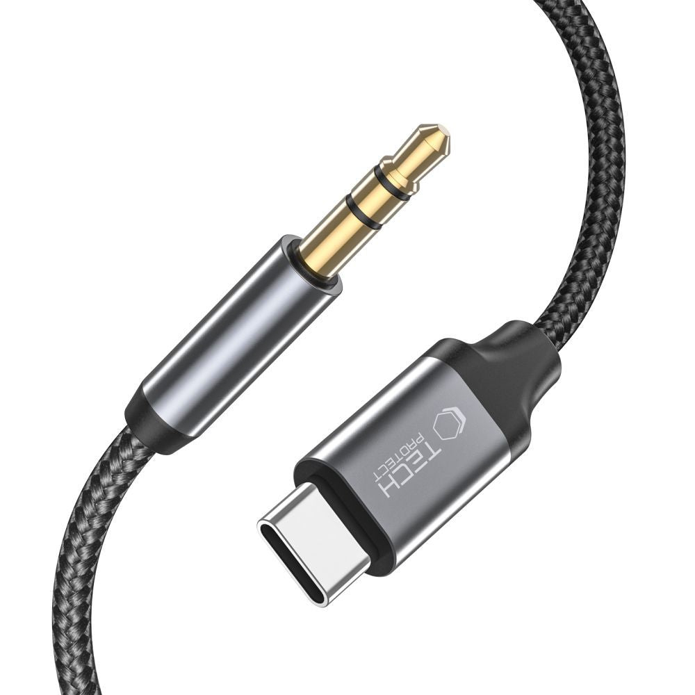 Cabo Áudio USB-C - 3.5mm Tech-Protect Ultraboost, 1m, Preto