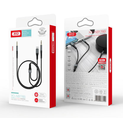 Cabo Áudio USB-C / 3.5mm - 3.5mm XO Design NB178B, 1m, Preto