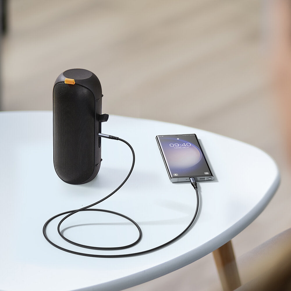 Cabo de Áudio USB-C - 3.5mm Joyroom SY-A07, 1.2m, Preto