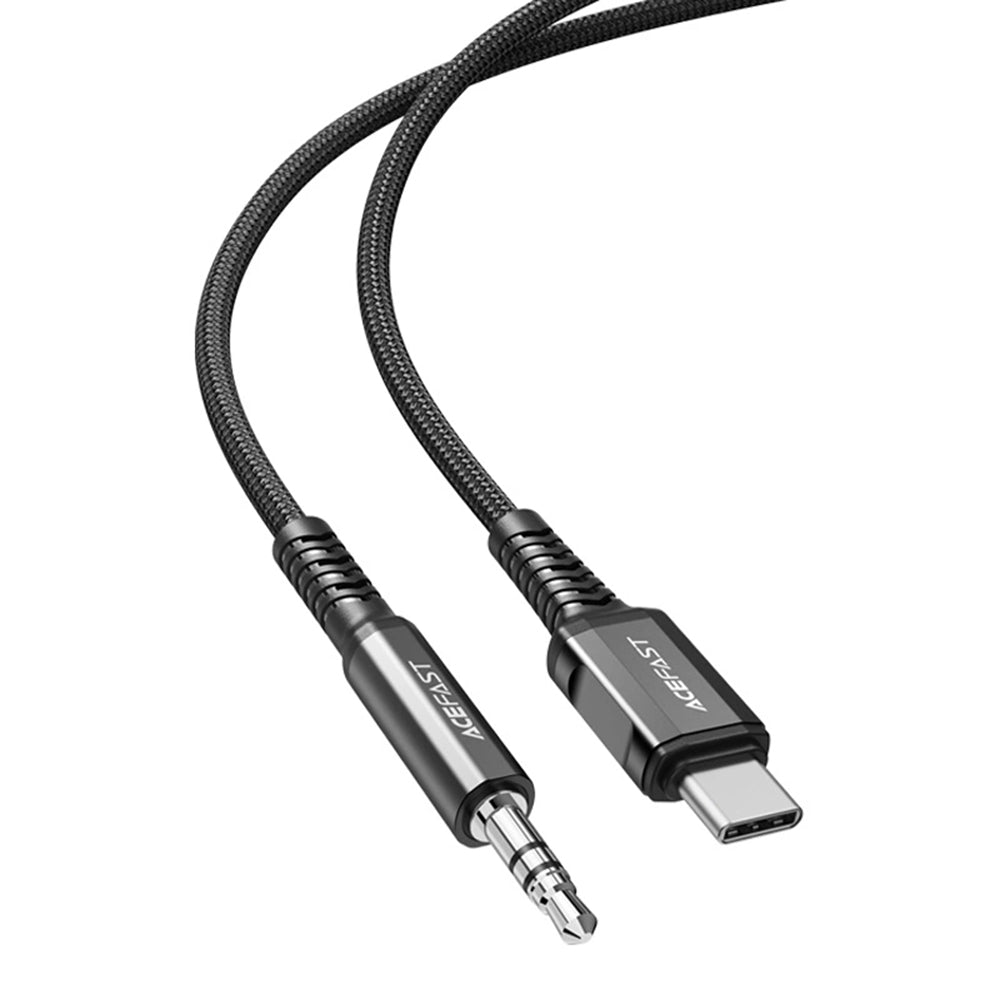 Cabo Áudio USB-C - 3.5mm Acefast C1-08, 1.2m, Preto