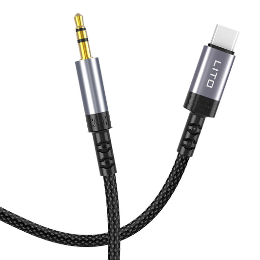 Cabo Áudio USB-C - 3.5mm Lito LA01T, 1m, Preto