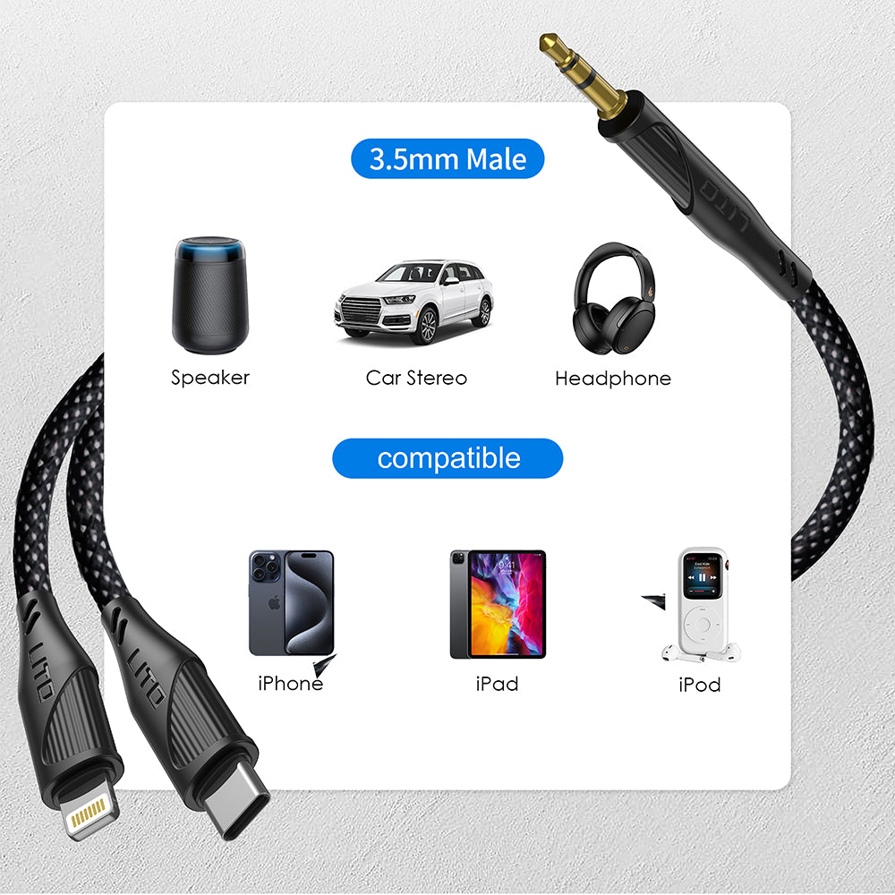 Cabo Áudio USB-C - 3.5mm Lito LA02, 1m, Preto