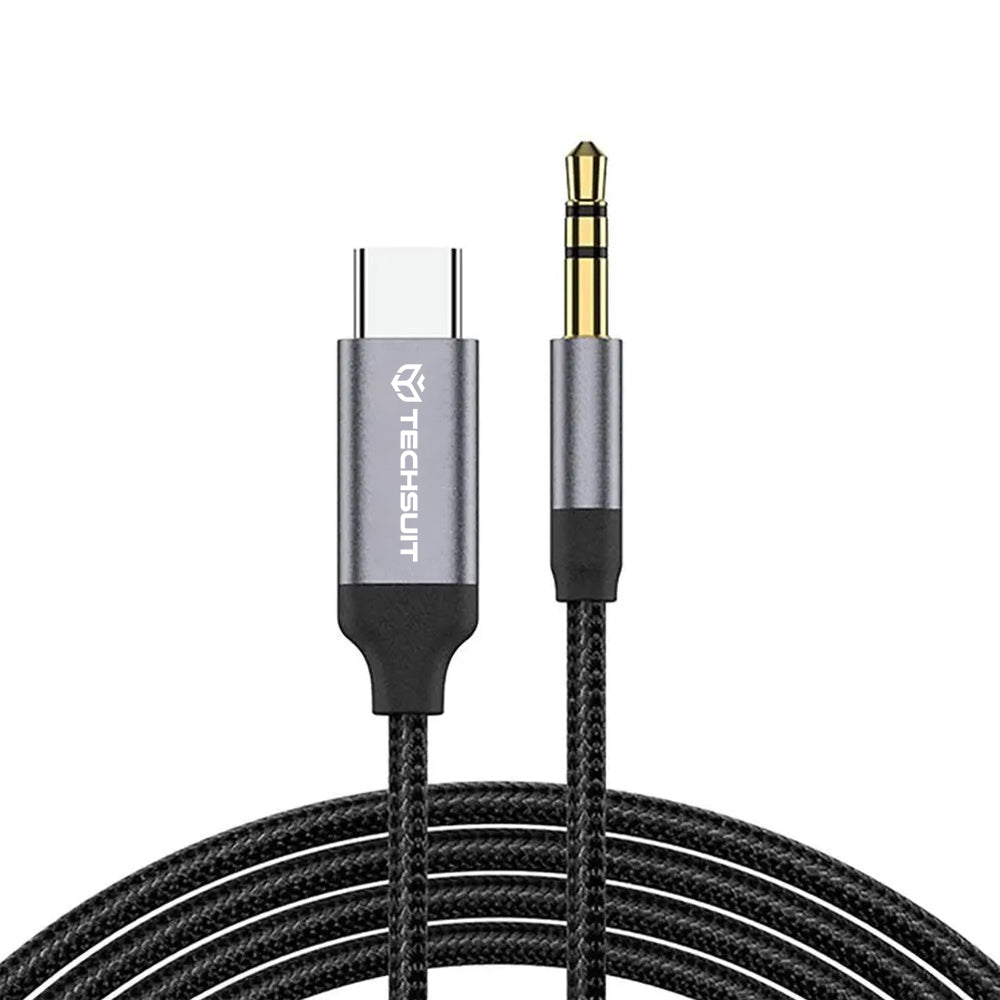 Cabo de Áudio USB-C - 3.5mm Techsuit AC11 FuseXound, 0.5m, Cinzento