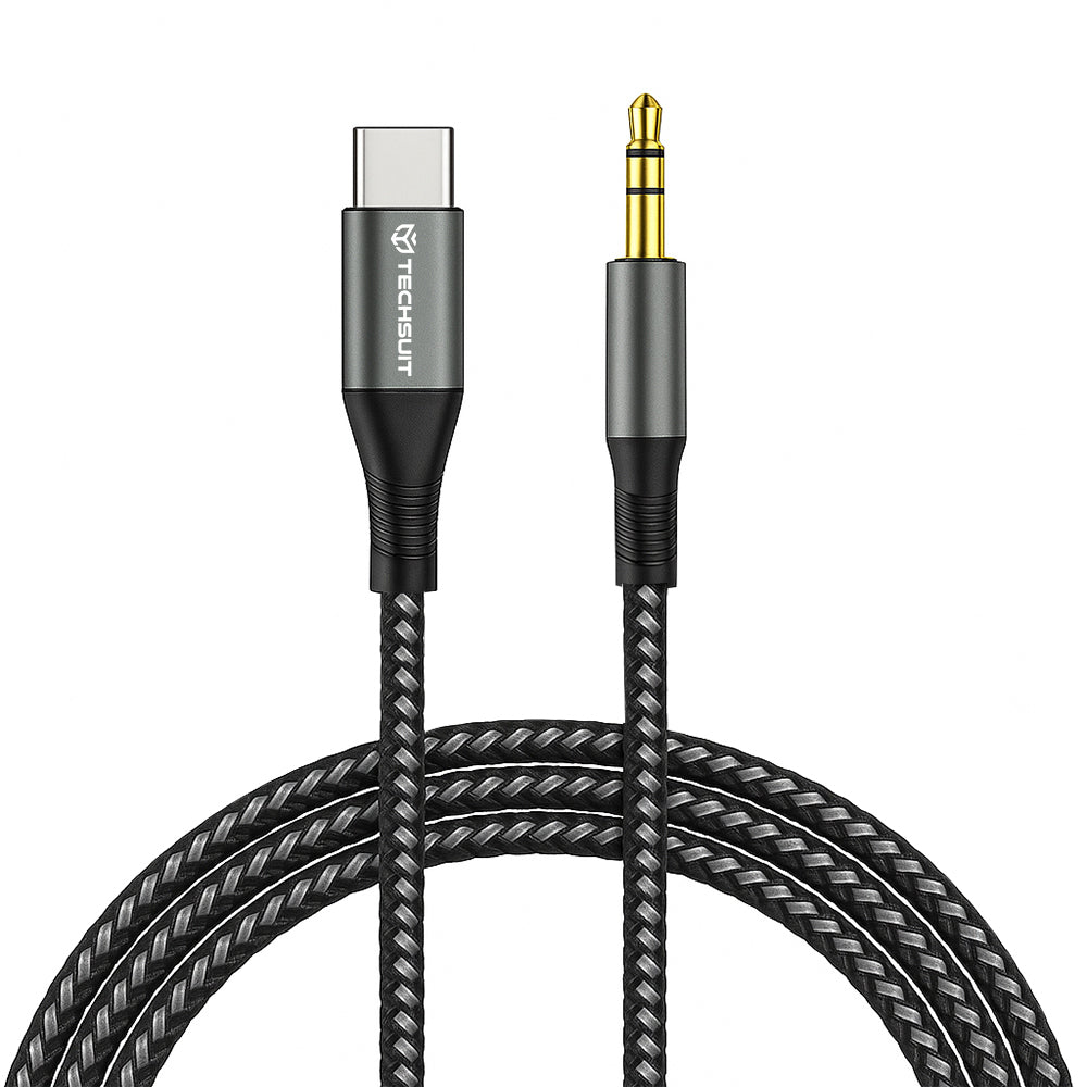 Cabo Áudio USB-C - 3.5mm Techsuit AC16 NexaSound, 1m, Cinzento