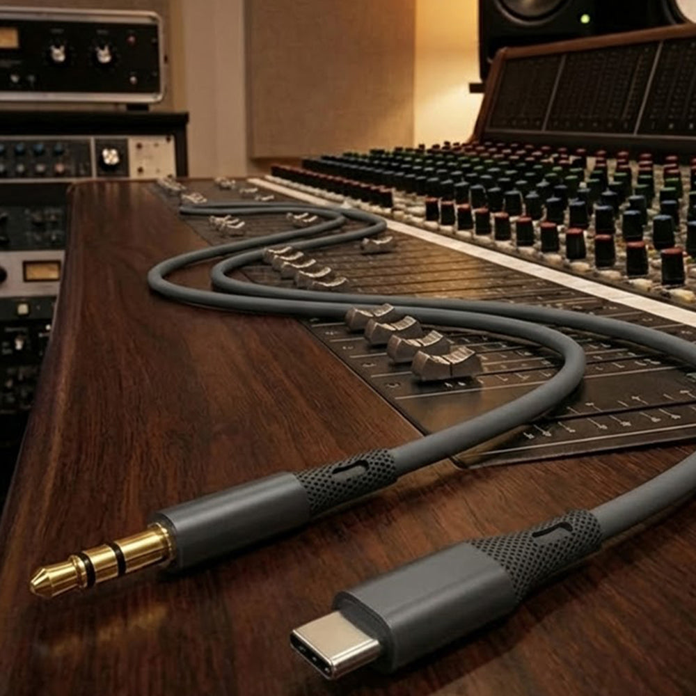 Cabo Áudio USB-C - 3.5mm Techsuit AC4 SoundFlex, 1m, Cinzento