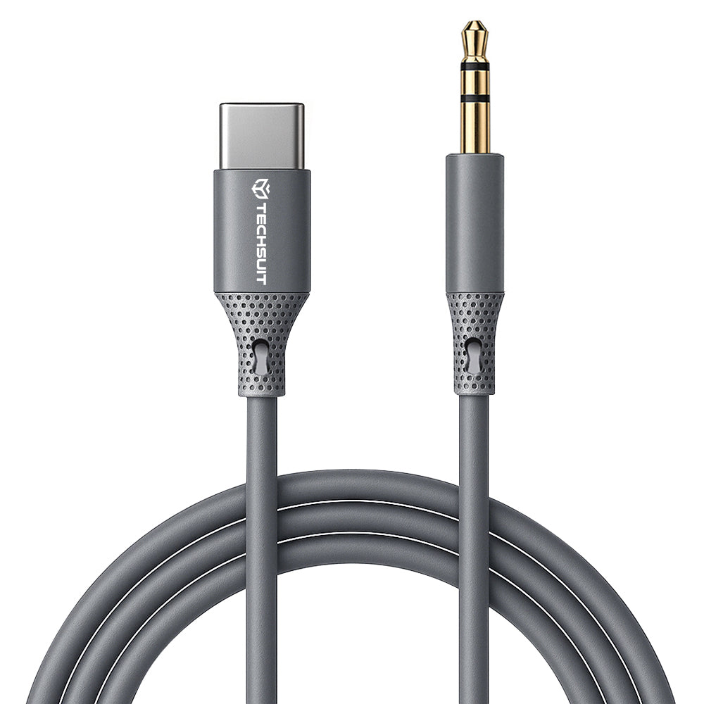 Cabo Áudio USB-C - 3.5mm Techsuit AC4 SoundFlex, 1m, Cinzento