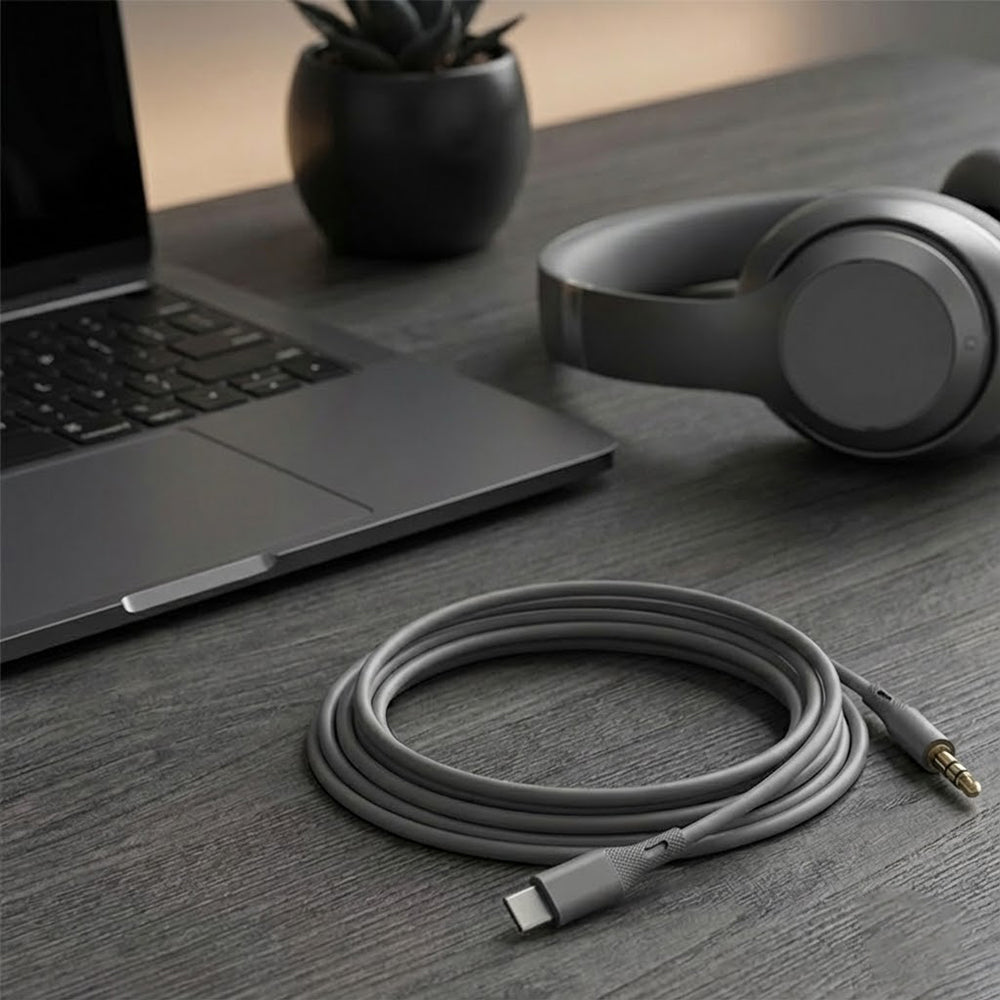 Cabo Áudio USB-C - 3.5mm Techsuit AC4 SoundFlex, 1m, Cinzento