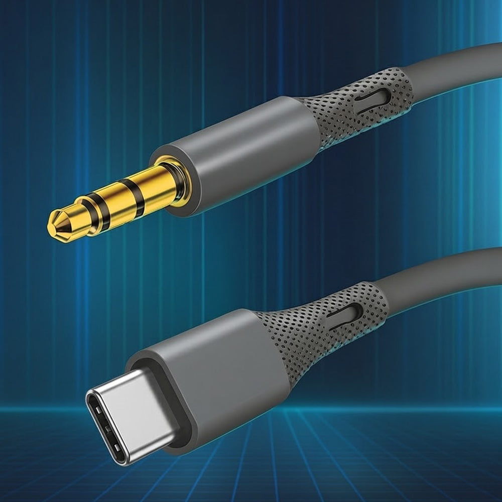 Cabo Áudio USB-C - 3.5mm Techsuit AC4 SoundFlex, 1m, Cinzento
