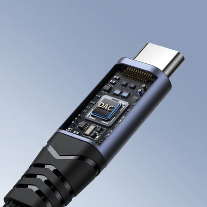 Cabo de Áudio USB-C - 3.5mm / USB-C Joyroom SY-C02, 0.14m, Preto