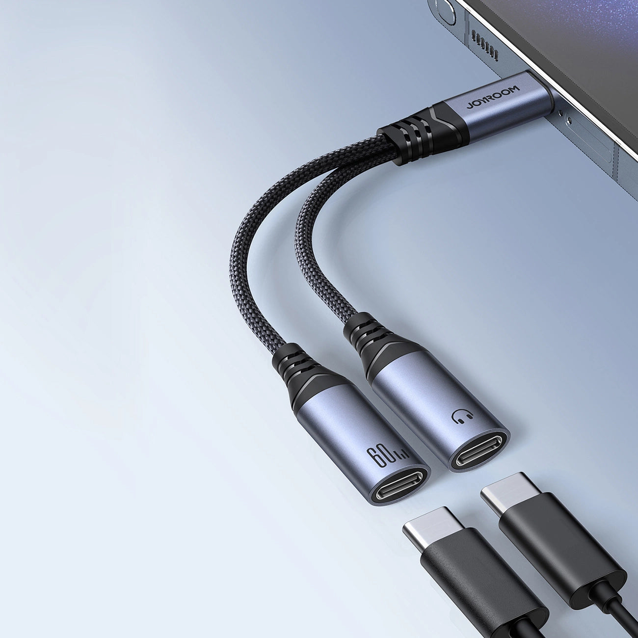 USB-C Audio Cable - 2 x USB-C Joyroom SY-C03, 0.14m, Black