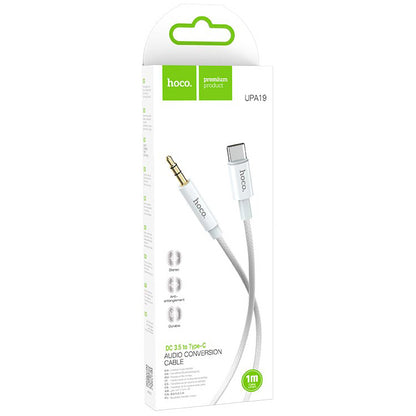 Cabo de Áudio USB-C - 3.5mm HOCO UPA19, 1m, Prateado