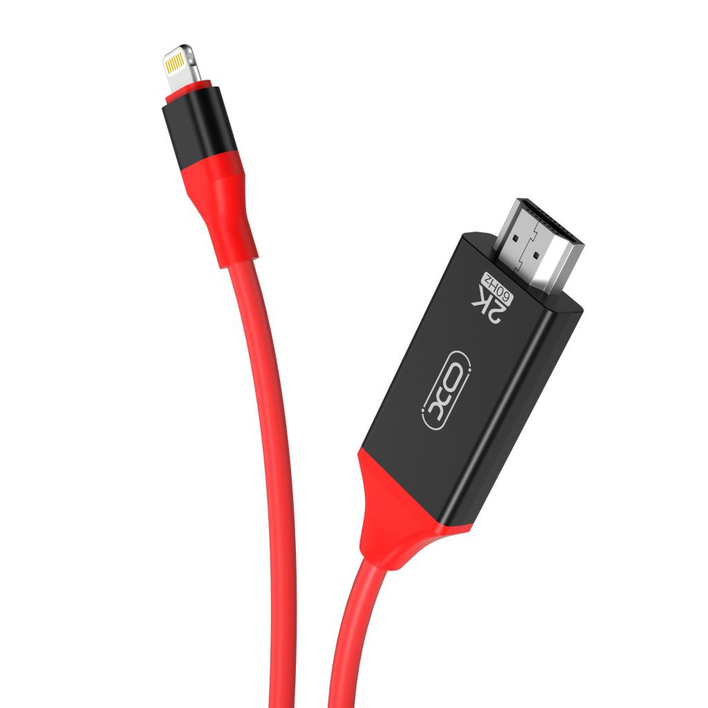 Cabo Áudio e Vídeo Lightning - HDMI XO Design GB006, 1.8m, Vermelho