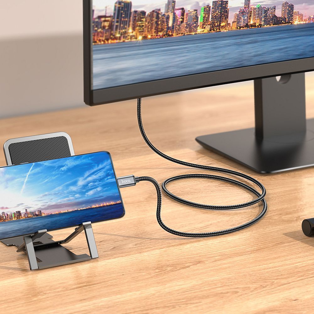 Cabo Áudio e Vídeo USB-C - HDMI HOCO UA27, 2m, Cinzento