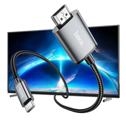 Cabo Áudio e Vídeo USB-C - HDMI HOCO UA27, 2m, Cinzento