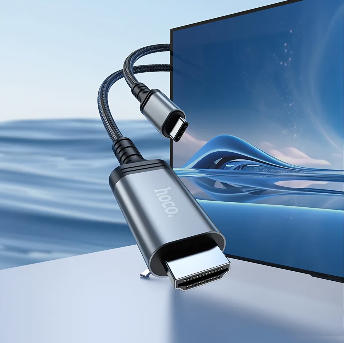 Cabo Áudio e Vídeo USB-C - HDMI HOCO UA43, 1.8m, Cinzento