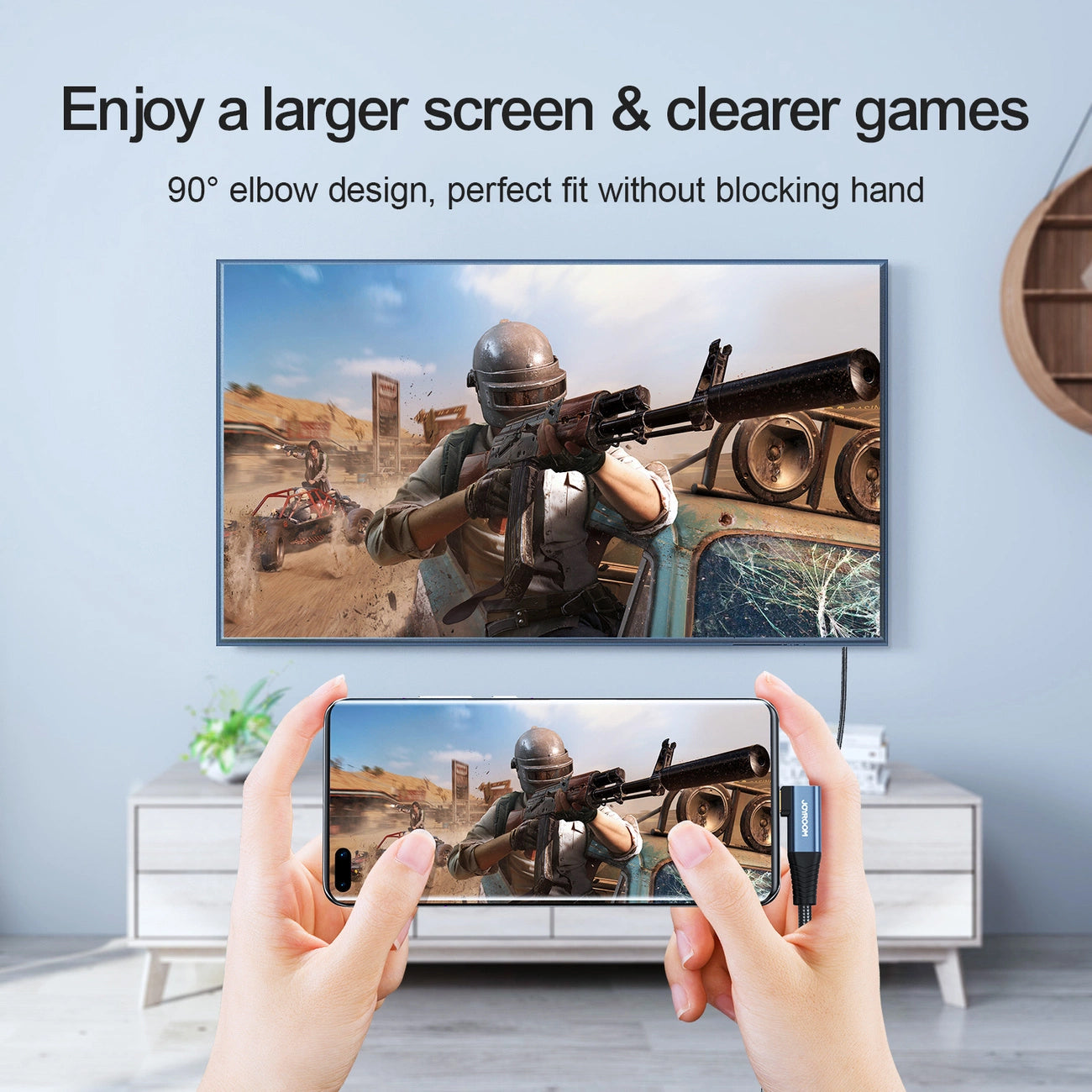 USB-C to HDMI Audio and Video Cable Joyroom SY-20C1 Angled, 2m, Gray