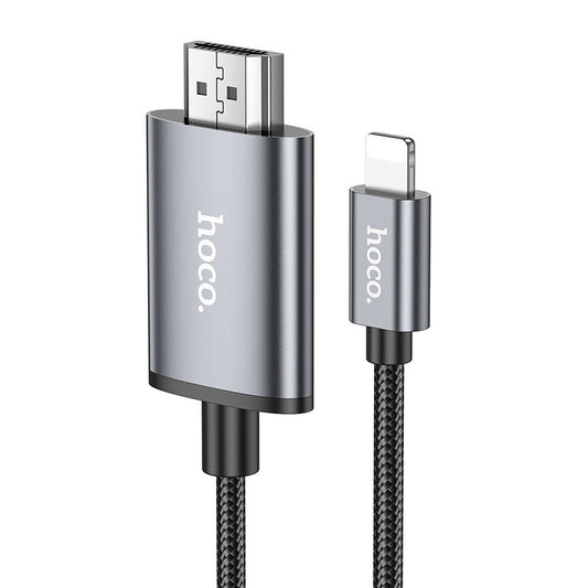 Cabo Áudio e Vídeo Lightning - HDMI HOCO UA27, 2m, Cinzento