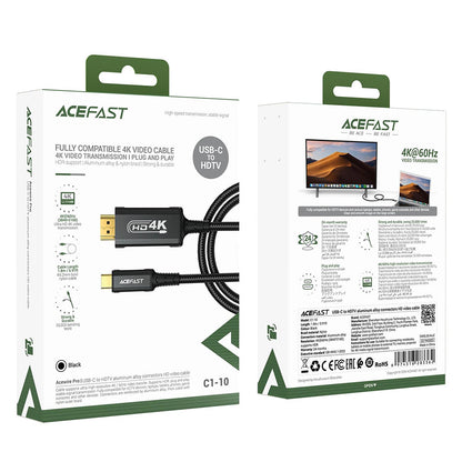 Cabo Áudio e Vídeo USB-C - HDMI Acefast C1-10, 1.8m, Preto