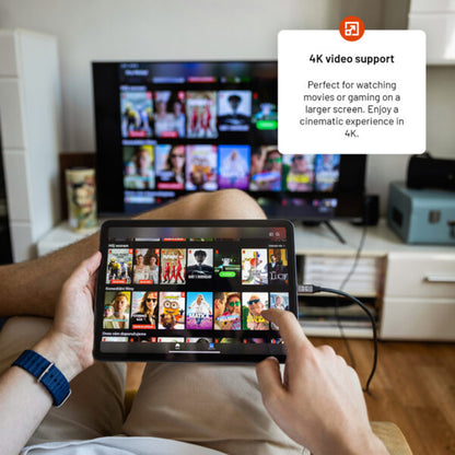 Cabo Áudio e Vídeo USB-C - HDMI Fixo, 2m, Cinzento