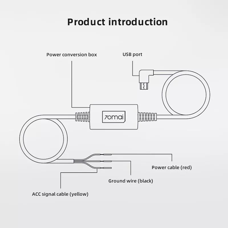 Kit Hardwire 70mai Midrive UP02, microUSB, 3m