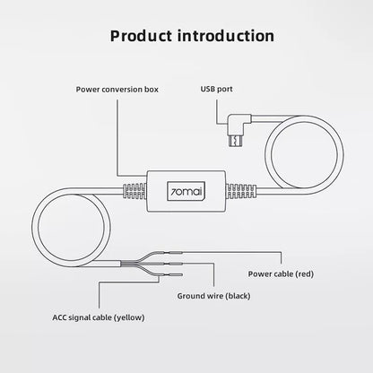 Kit Hardwire 70mai Midrive UP02, microUSB, 3m