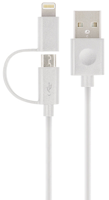 Forever MFi 2em1 USB-A - Lightning / microUSB Forever MFi 2em1, 18W, 1m, Branco