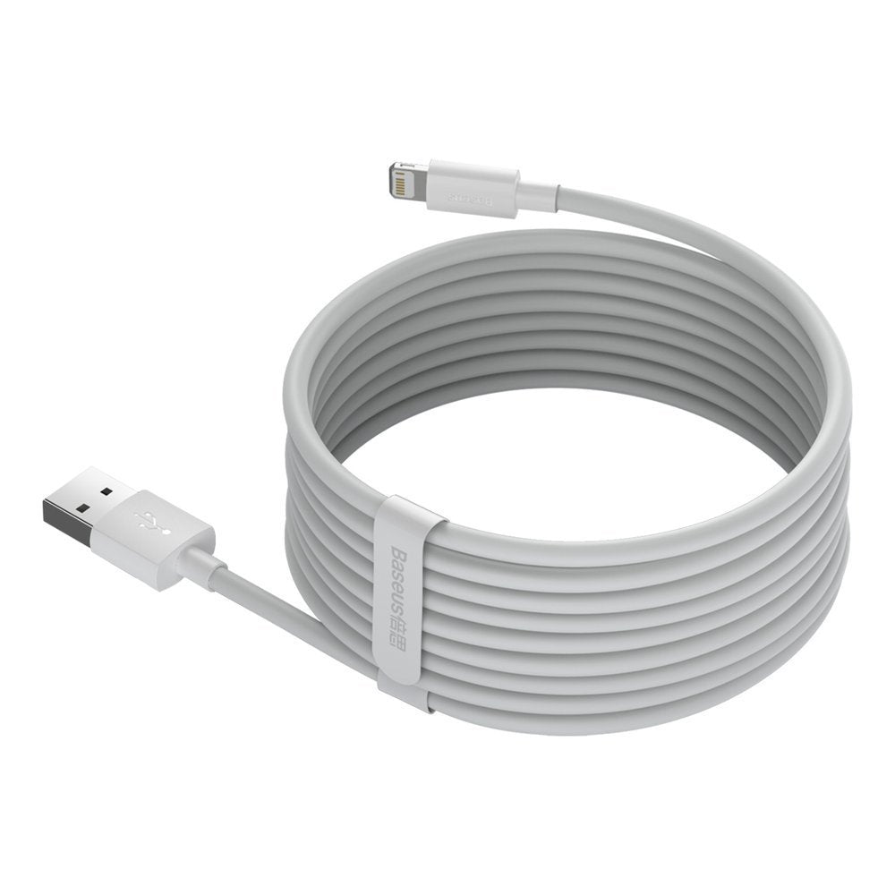 Cabo de carregamento e dados USB-A - Lightning Baseus Simple Wisdom, 18W, 1,5m, Conjunto 2 peças, Branco TZCALZJ-02