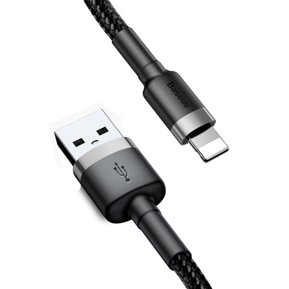 Cabo de Dados e Carregamento USB-A - Lightning Baseus Cafule, 18W, 3m, Cinza CALKLF-RG1