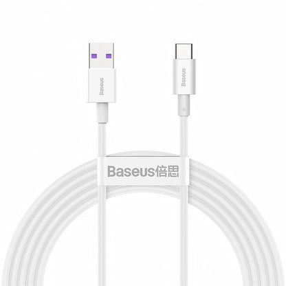 Cabo de carregamento e dados USB-A - USB-C Baseus Superior Series, 66W, 2m, branco CATYS-A02