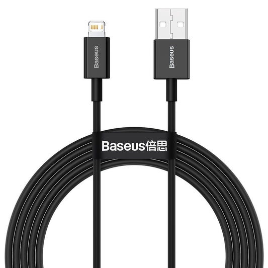 Cabo de carregamento e dados USB-A - Lightning Baseus Superior Series, 20W, 2m, Preto CALYS-C01