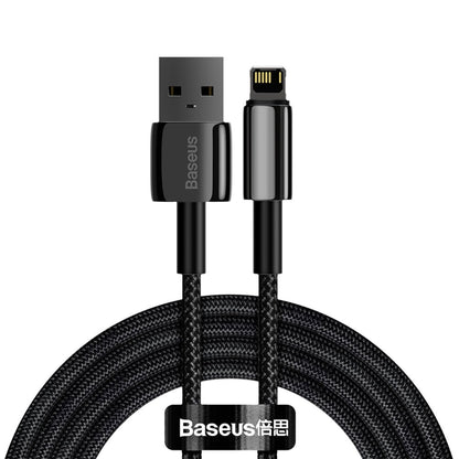 Cabo de carregamento e dados Baseus Tungsten Tungsten Gold USB para Lightning, 2 m, 2,4 A, preto CALWJ-A01 