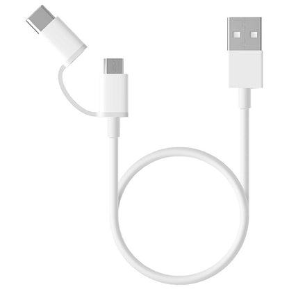 Cabo de carregamento e dados USB-A - microUSB / USB-C Xiaomi Mi 2in1, 18W, 0,3 m, branco SJV4083TY