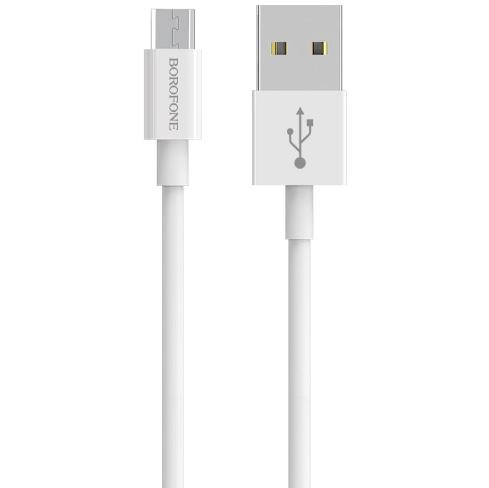 Cabo de carregamento e dados USB-A - microUSB Borofone Bloom BX22, 18W, 1m, Branco