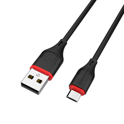 Cabo de carregamento e dados USB-A - microUSB Borofone Enjoy BX17, 18W, 1m, preto