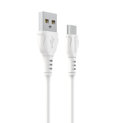 Cabo de carregamento e dados USB-A - microUSB Borofone BX51 Triumph MP, 18W, 1m, Branco