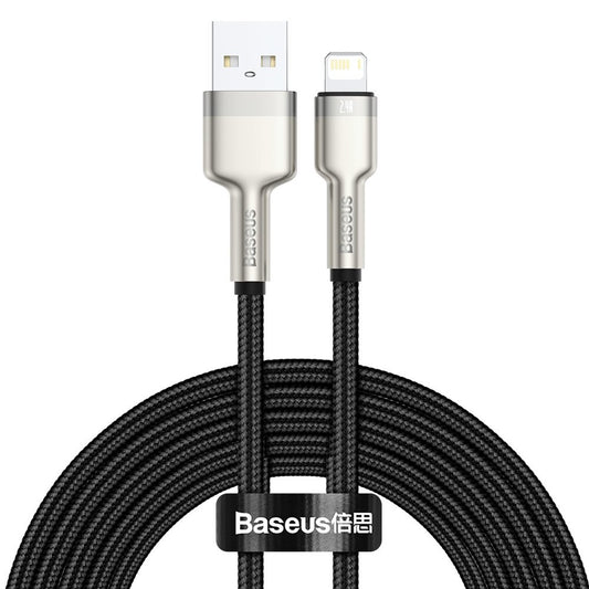 Cabo de Dados e Carregamento USB-A - Lightning Baseus Cafule Metal Series, 18W, 2m, Preto CALJK-B01