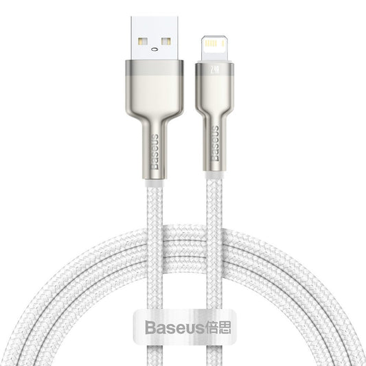 Cabo de carregamento e dados USB-A - Lightning Baseus Cafule Metal Series, 18W, 1m, Branco CALJK-A02